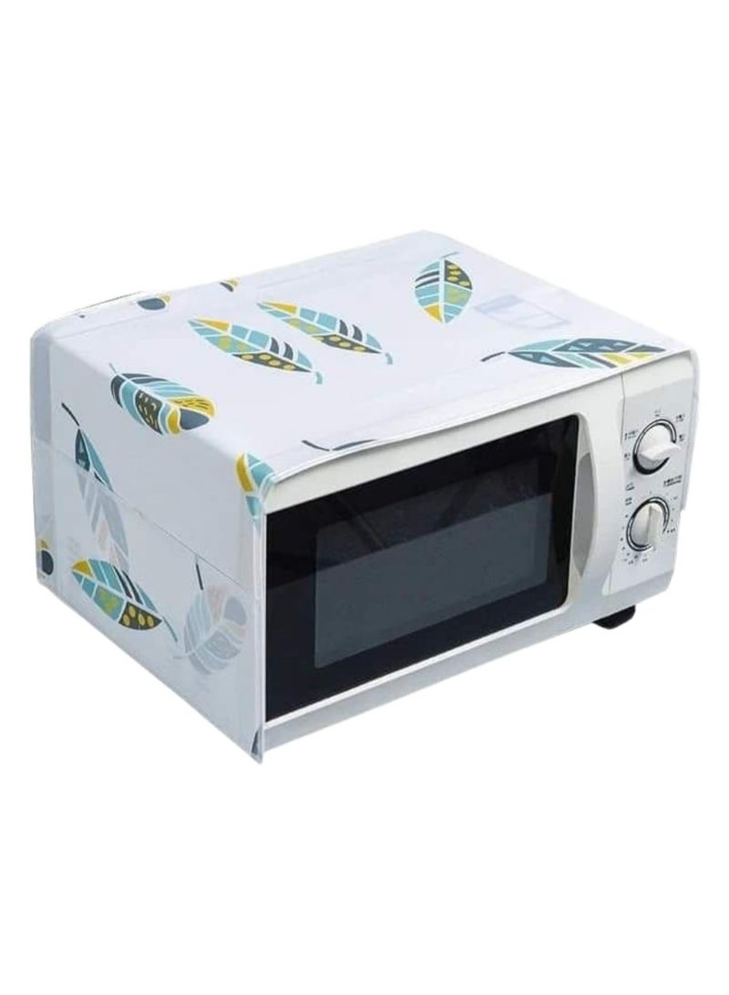 غطاء ميكروويف مقاوم للأتربة مع جيوب جانبية للتخزين – تصميم قماش مزخرف عملي لتنظيم المطبخ - Image 1