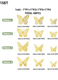 Generic 3D Butterfly Decorations, 48pcs Gold Butterfly, 4 Styles 3 Sizes Removable Butterfly Room Decor Butterfly Wall Stickers for Birthday Party Garden Tea Cake Flower Decorations DIY Gift  - Image 4