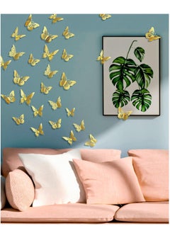 Generic 3D Butterfly Decorations, 48pcs Gold Butterfly, 4 Styles 3 Sizes Removable Butterfly Room Decor Butterfly Wall Stickers for Birthday Party Garden Tea Cake Flower Decorations DIY Gift  - Image 2