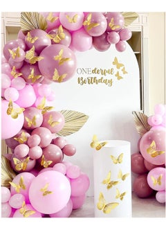 Generic 3D Butterfly Decorations, 48pcs Gold Butterfly, 4 Styles 3 Sizes Removable Butterfly Room Decor Butterfly Wall Stickers for Birthday Party Garden Tea Cake Flower Decorations DIY Gift  - Image 1
