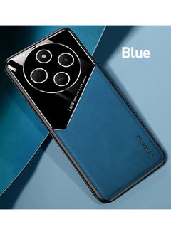 Generic Case Compatible With Xiaomi Redmi 14C, Cover Luxury Leather And Glass With Car Magnetic Holder Phone Cover Soft Frame Silicone - Blue  - Image 1