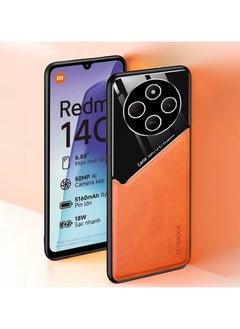 Generic Case Compatible With Xiaomi Redmi 14C, Cover Luxury Leather And Glass With Car Magnetic Holder Phone Cover Soft Frame Silicone - Blue  - Image 5
