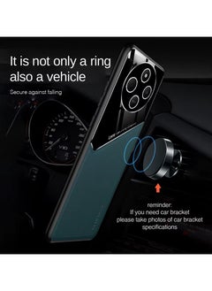 Generic Case Compatible With Xiaomi Redmi 14C, Cover Luxury Leather And Glass With Car Magnetic Holder Phone Cover Soft Frame Silicone - Blue  - Image 2