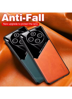 Generic Case Compatible With Xiaomi Redmi 14C, Cover Luxury Leather And Glass With Car Magnetic Holder Phone Cover Soft Frame Silicone - Blue  - Image 3