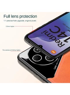 Generic Case Compatible With Xiaomi Redmi 14C, Cover Luxury Leather And Glass With Car Magnetic Holder Phone Cover Soft Frame Silicone - Blue  - Image 4