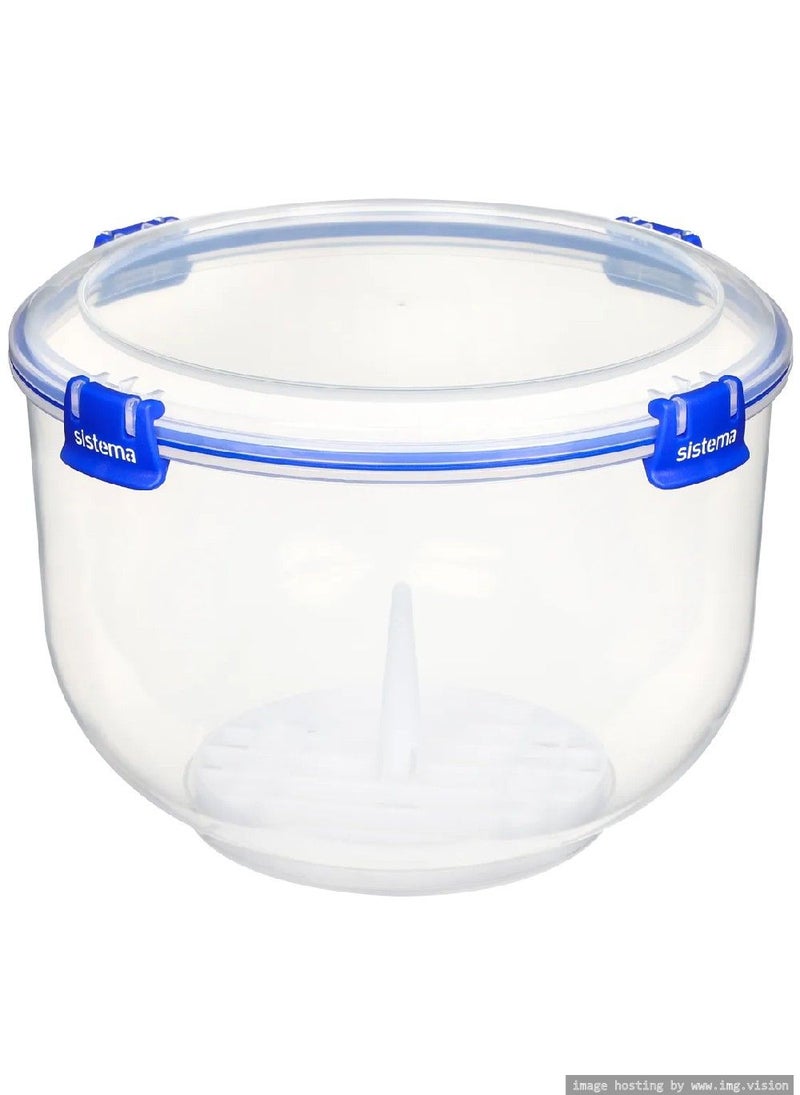 sistema نظام كليب إت بلس 3.5 لتر حافظة خس قابلة للتكديس، تأتي مع مشابك قفل سهلة للإغلاق المحكم، آمنة للاستخدام في الميكروويف وخالية من BPA. مشابك زرقاء داكنة. - Image 2