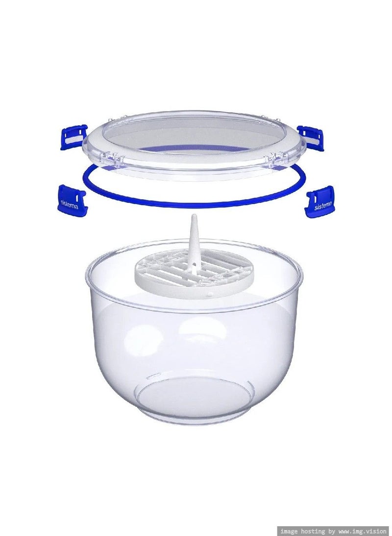 sistema نظام كليب إت بلس 3.5 لتر حافظة خس قابلة للتكديس، تأتي مع مشابك قفل سهلة للإغلاق المحكم، آمنة للاستخدام في الميكروويف وخالية من BPA. مشابك زرقاء داكنة. - Image 3