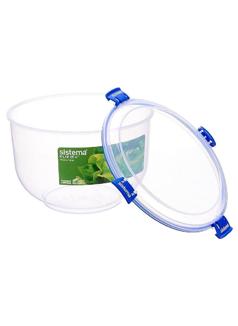 sistema نظام كليب إت بلس 3.5 لتر حافظة خس قابلة للتكديس، تأتي مع مشابك قفل سهلة للإغلاق المحكم، آمنة للاستخدام في الميكروويف وخالية من BPA. مشابك زرقاء داكنة. - Image 4