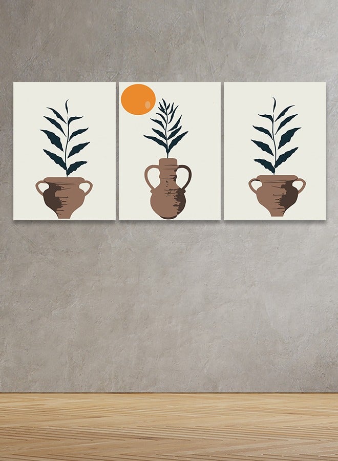 Marktna Set Of 3 Framed Canvas Wall Arts Stretched Over Wooden Frame with a Bohemian Art Design - Image 1