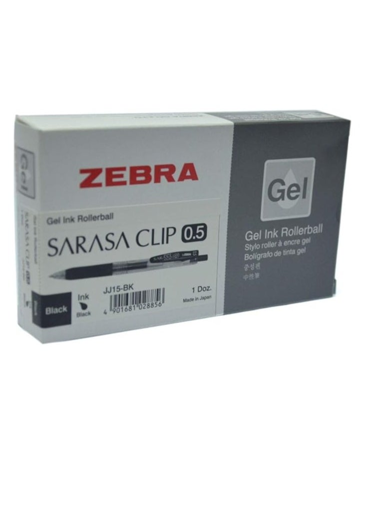 ZEBRA Zebra Gel Ink Rollerball Pen With 0.5 Sarasa Clip Black Set of 12 Pieces  - Image 1