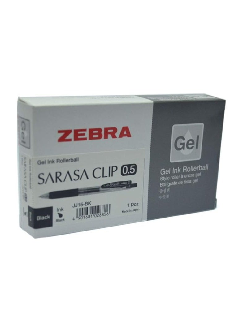 ZEBRA Zebra Gel Ink Rollerball Pen With 0.5 Sarasa Clip Black Set of 12 Pieces  - Image 2