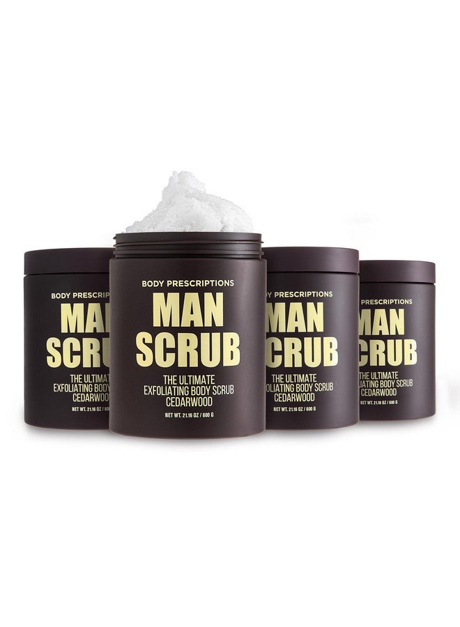 Body Prescriptions Men’s Exfoliating Body Scrub - Ultimate Skin Cleansing Wash in Jar with Twist-Top Lid, For All Skin Types, 21 Ounce (Pack of 4), Cedarwood - Image 1