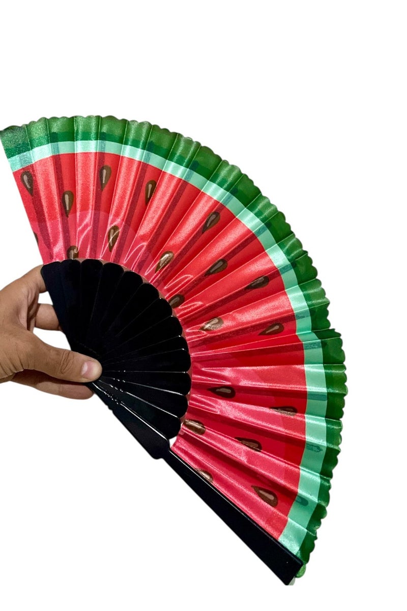 Folding Hand Watermelon Style Fan, Fabric Handheld Foldable Fan for Wedding, Party Favor, Performance, Dance, Home Decorations, Festival, Gift - Image 2