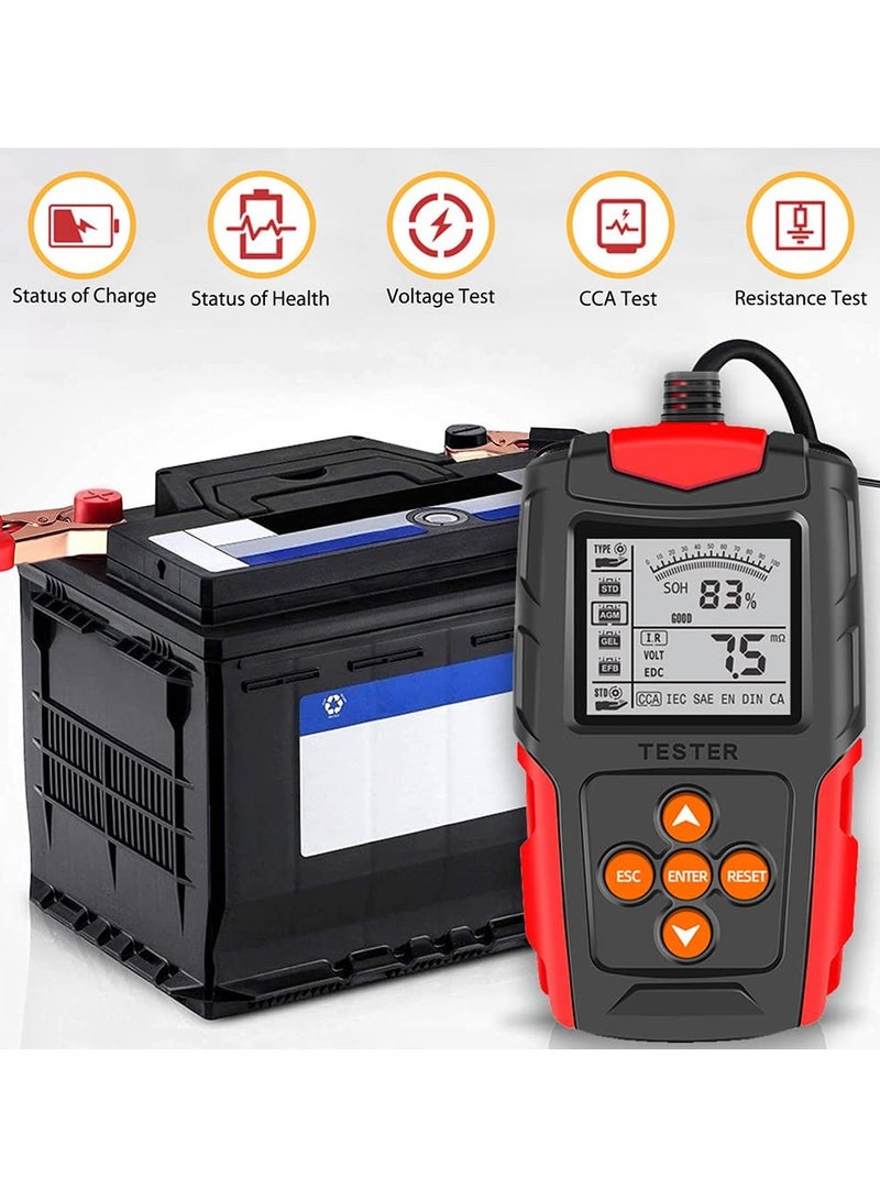 12V 24V Car Battery Tester, Automotive Digital Battery Analyzer with CCA, Accurate Diagnostic Tool for Cars, Trucks, Motorcycles, ATVs, SUVs, Boats, Yachts - Image 4