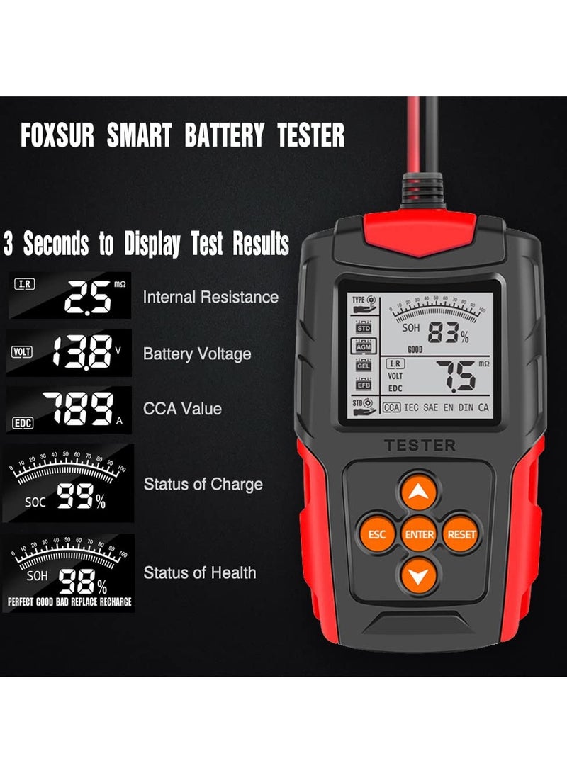 12V 24V Car Battery Tester, Automotive Digital Battery Analyzer with CCA, Accurate Diagnostic Tool for Cars, Trucks, Motorcycles, ATVs, SUVs, Boats, Yachts - Image 3