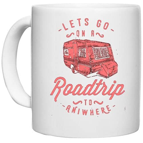 UDNAG White Ceramic Coffee/Tea Mug 'Roadtrip | Lets Go Roadtrip to Aniwhere' Perfect for Gifting [350ml] - Image 2