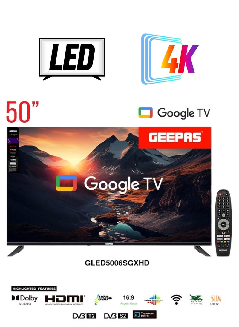 GEEPAS - 50" 4K UHD Google TV with Dolby Audio, Smart Features, HDMI, USB - Image 1