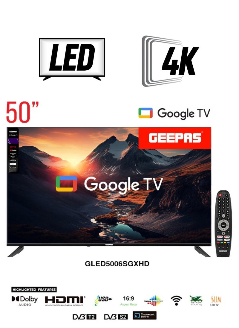 GEEPAS 50" 4K UHD Google TV with Dolby Audio, Smart Features, HDMI, USB  - Image 1