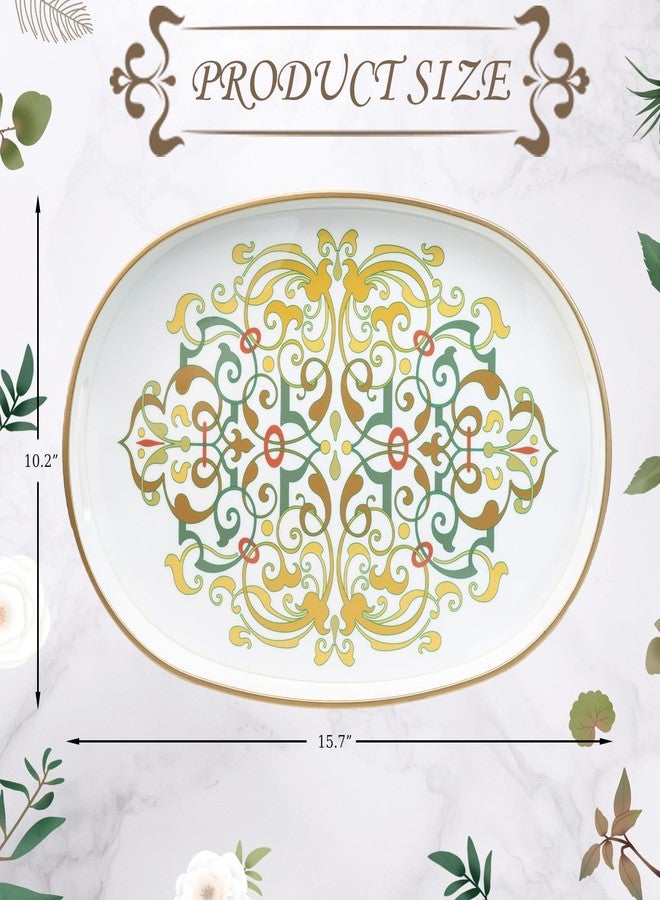 Omuriko Oval Plastic Serving Tray with Handles, Elegant Decorative Tray for Coffee Table, Ottoman, Living Room, Kitchen, and Outdoor Use. 10"*16"*1.4" D - Image 3