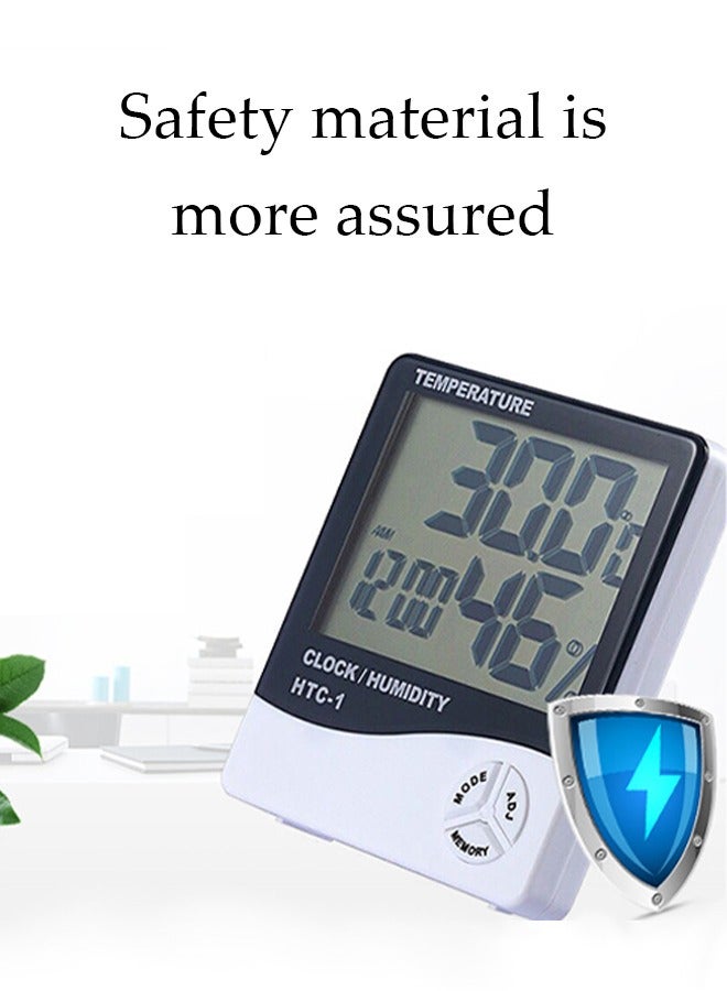 Household Digital Room Indoor Thermometers Hygrometer, Mini Humidity Meter,Hygrometer Room Temperature Monitor for Home/Office/Baby Room/Greenhouse,Desktop Clock with Temperature Measurement,White/B - Image 5