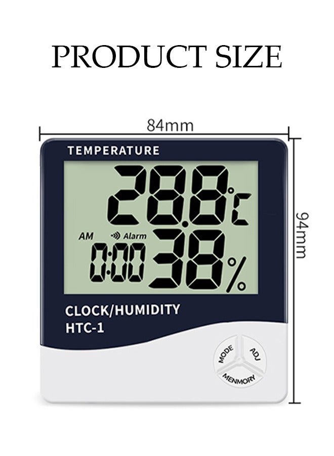 Household Digital Room Indoor Thermometers Hygrometer, Mini Humidity Meter,Hygrometer Room Temperature Monitor for Home/Office/Baby Room/Greenhouse,Desktop Clock with Temperature Measurement,White/B - Image 2