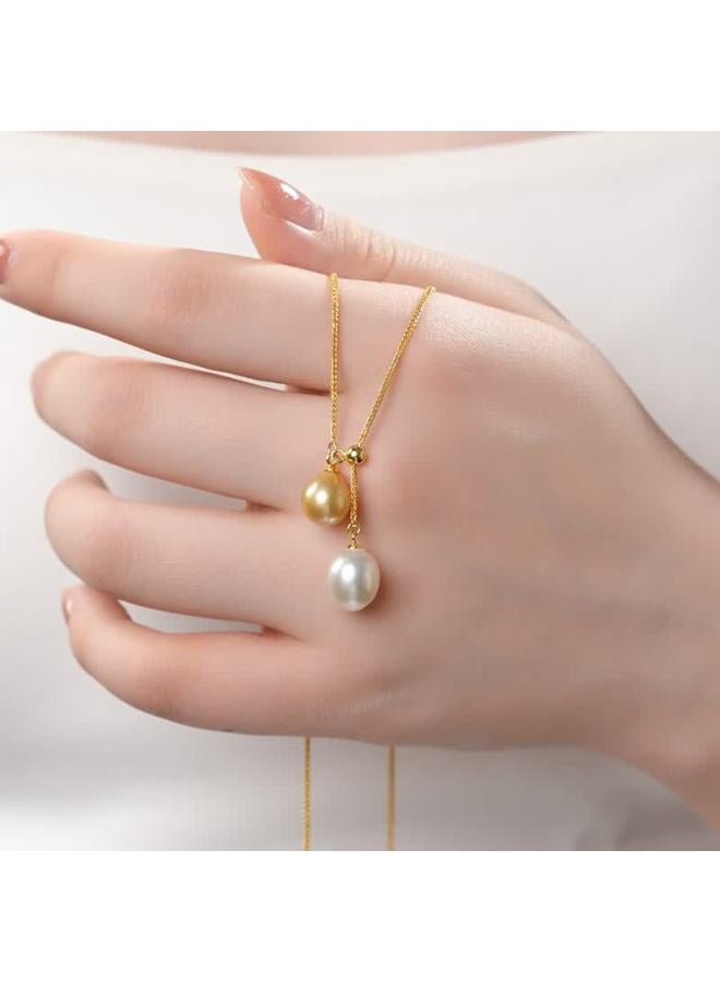 Dara 18k Gold Freshwater Pearl Pendant 12-13mm Perfect Round High Luster Pearl Necklace Gift For Mom Day Holiday Present - Image 5