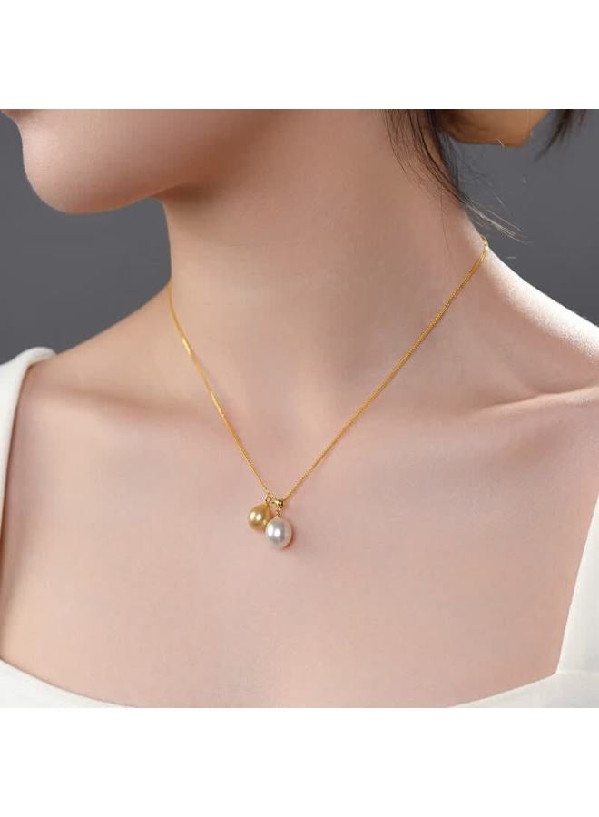 Dara 18k Gold Freshwater Pearl Pendant 12-13mm Perfect Round High Luster Pearl Necklace Gift For Mom Day Holiday Present - Image 4