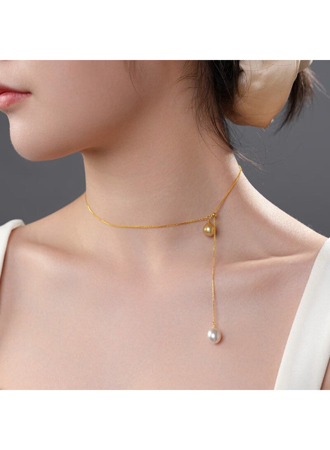 Dara 18k Gold Freshwater Pearl Pendant 12-13mm Perfect Round High Luster Pearl Necklace Gift For Mom Day Holiday Present - Image 3