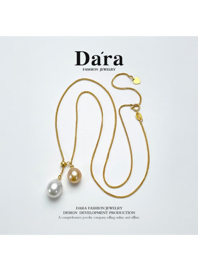 Dara 18k Gold Freshwater Pearl Pendant 12-13mm Perfect Round High Luster Pearl Necklace Gift For Mom Day Holiday Present - Image 1