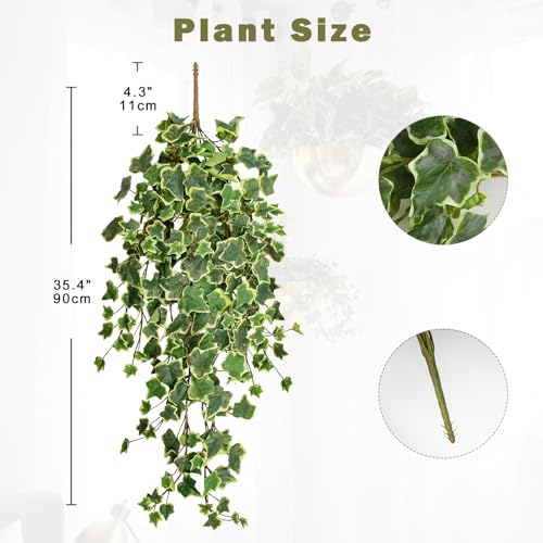Hollyone 2pcs Artificial Hanging Plants 354 Fake Ivy Vine Faux Ivy Leaves Fire and UV Resistant Hanging Plant Wall Greenery for House Room Patio Indoor Outdoor Home Shelf Office Wedding Decor - Image 3
