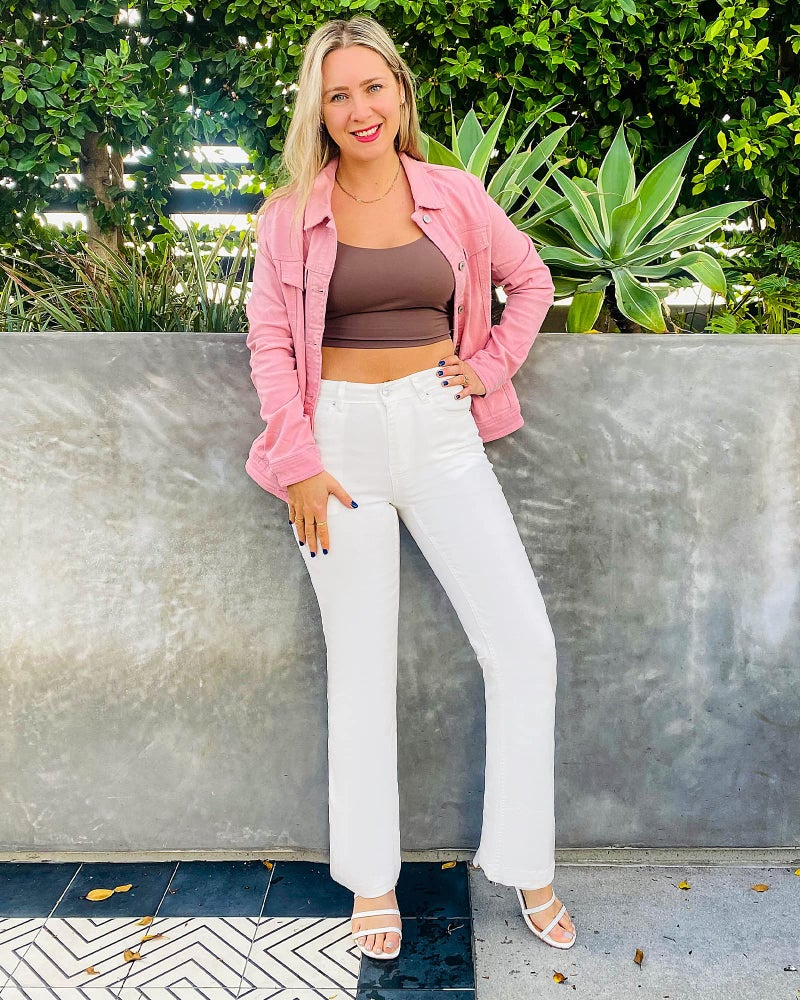 GRAPENT Women Jeans Stretchy Resort Wear for 2023 Womens Western Hippie Outfits Cowgirl Pants Flare Color Brilliant White Size 16 18 X-Large - Image 4
