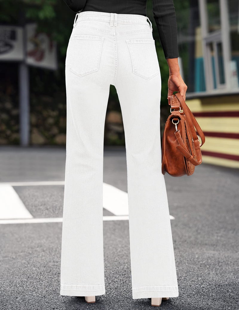 GRAPENT Women Jeans Stretchy Resort Wear for 2023 Womens Western Hippie Outfits Cowgirl Pants Flare Color Brilliant White Size 16 18 X-Large - Image 3