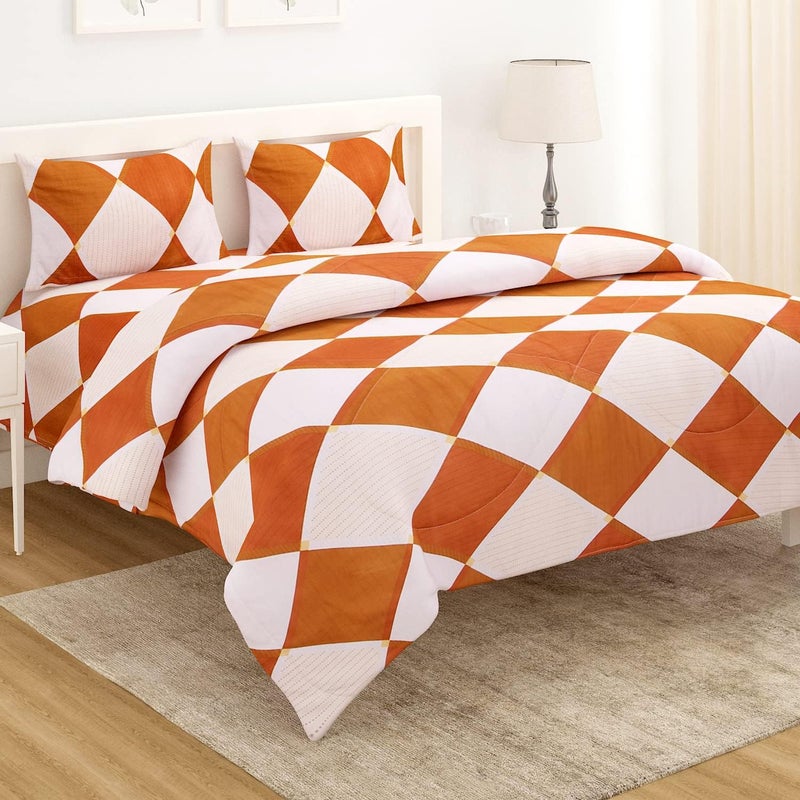 VIVEA RESERVE VIVEA RESERVE 300 TC Glace Cotton Soft Single Bed Rajai Cover II Duvet Cover II Blanket Cover II Comforter Cover II Quilt Cover with Zipper Closure 60 x 90 inch Brown Diamond - Image 1