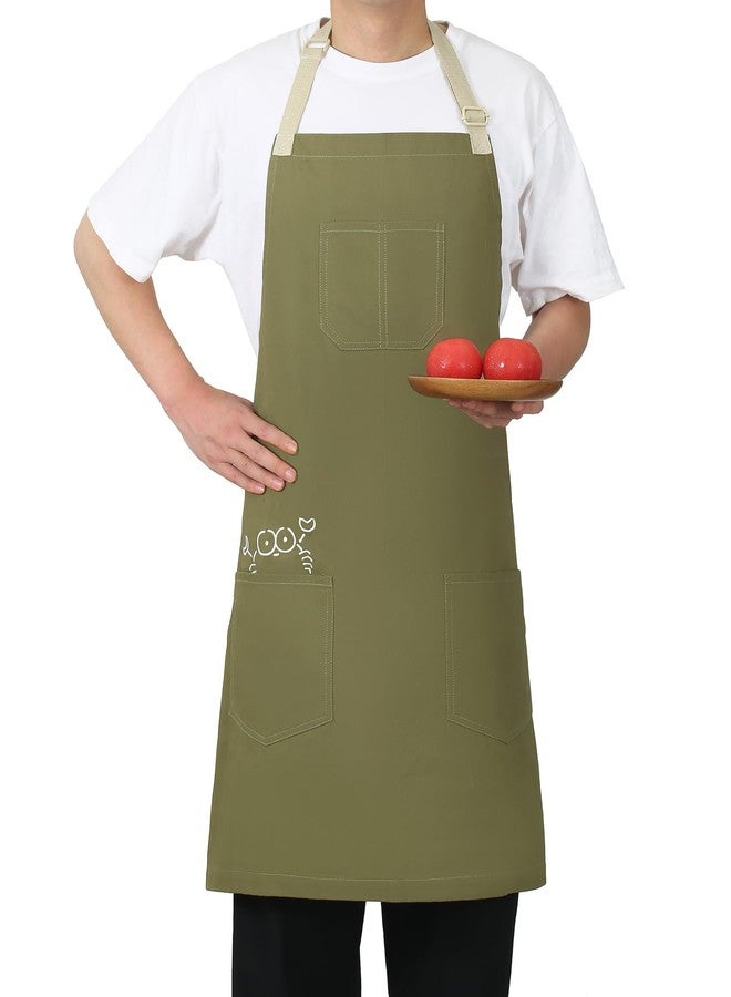 Tobyan Soft Cotton Apron Adjustable - Art Apron with Embroidered, Great for Florist and Kitchen (Olive) - Image 1