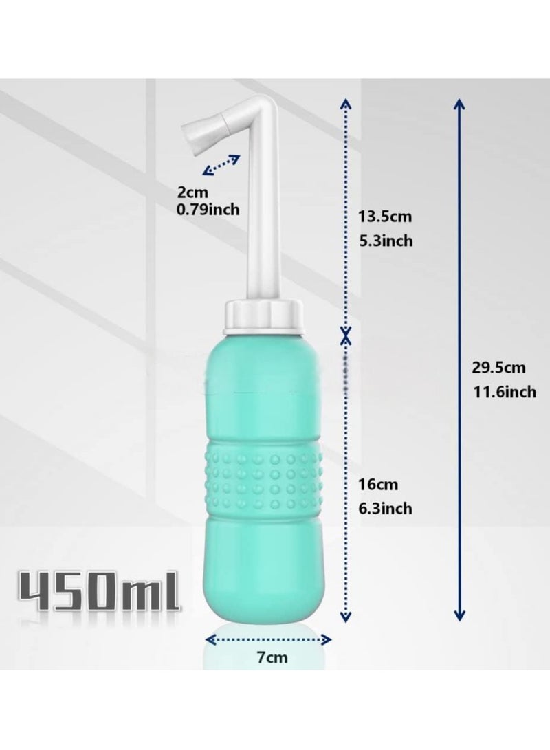 2 in 1 Portable Bidet, 450ml Travel 15oz Handheld Personal Empty Bottle, Childbirth Cleaner for Women,Men,Baby,Personal Hygiene Outdoor,Camping,Travling,with waterproof storage bag(Green)  - Image 2