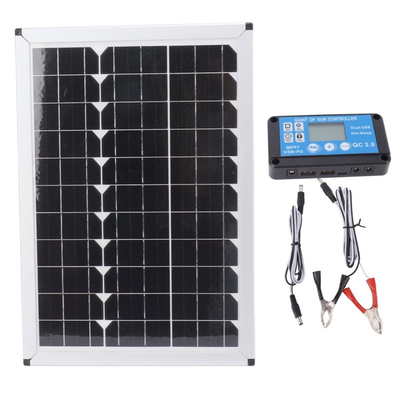 100W Solar Panel Kit Monocrystalline Solar Module with Waterproof 20A 12V 24V Controller for Car Camping - Image 1