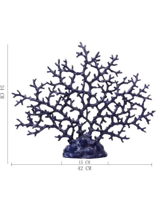 YINZUO YINZUO Decorative Coral Sculpture for Home Decor Resin Coral Reef Figurine â€“ Ocean-Themed Coastal Decoration for Living Room, Bathroom, Office, or Beach House (Blue) - Image 2