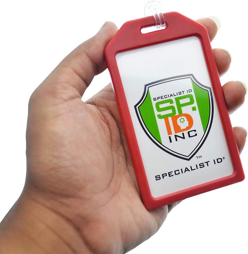Specialist ID 5 عبوات - حوامل بطاقات تعريف الأمتعة الصلبة من الدرجة الممتازة مع حلقات دودية بطول 6 بوصات - بلاستيك صلب شديد التحمل - بطاقات تعريف الحقائب مع نافذة لإدخال بطاقة العمل (أحمر)  - Image 4