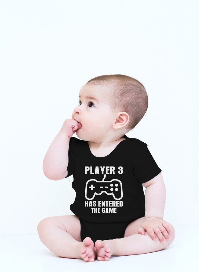 Crazy Bros Tees Player 3 Has Entered the Game Baby Bodysuit Funny Infant Boy Outfit Cute Unisex Comfy Humor (Newborn, Black) - Image 2
