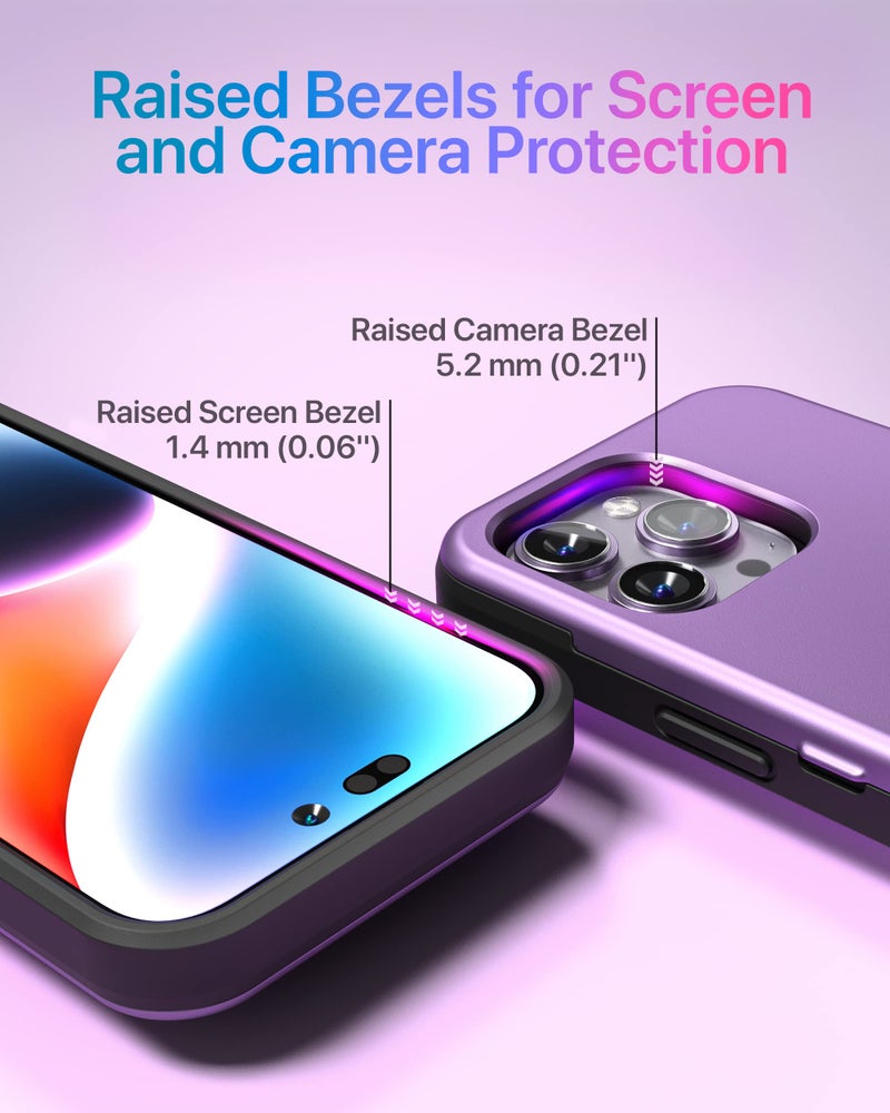 TORU for iPhone 14 Pro Wallet Case with Card Holder, Hidden ID Credit Card Slot Flip Kickstand, Slim Fit Shockproof Heavy Duty Phone Cover with Strap - Purple - Image 5