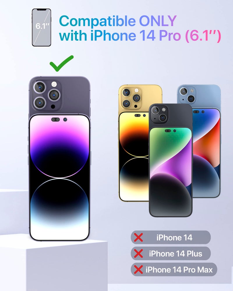 TORU for iPhone 14 Pro Wallet Case with Card Holder, Hidden ID Credit Card Slot Flip Kickstand, Slim Fit Shockproof Heavy Duty Phone Cover with Strap - Purple - Image 2