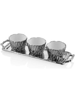Lamedore Unformed Silver Tray Snack Set 43X13.5X9 cm 1BXS-107A6S 