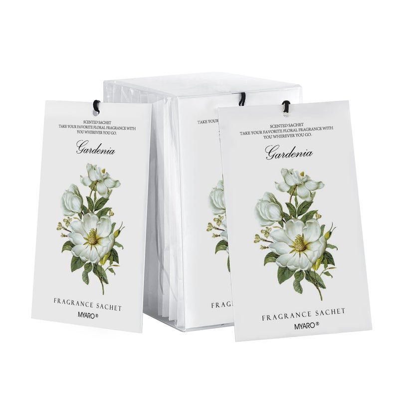 MYARO Scented Sachet House Air Freshener - 12 Pack Long Lasting Gardenia Fragrance Deodorizer for Home Closet Drawer Car - Image 1