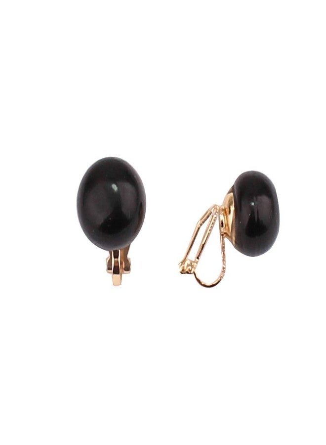Grace Jun 1-5 Pairs Pearl Clip on Earrings for Women Non Piercing Earrings Set Hypo-Allergenic Earrings (Black Clip-ons) - Image 2