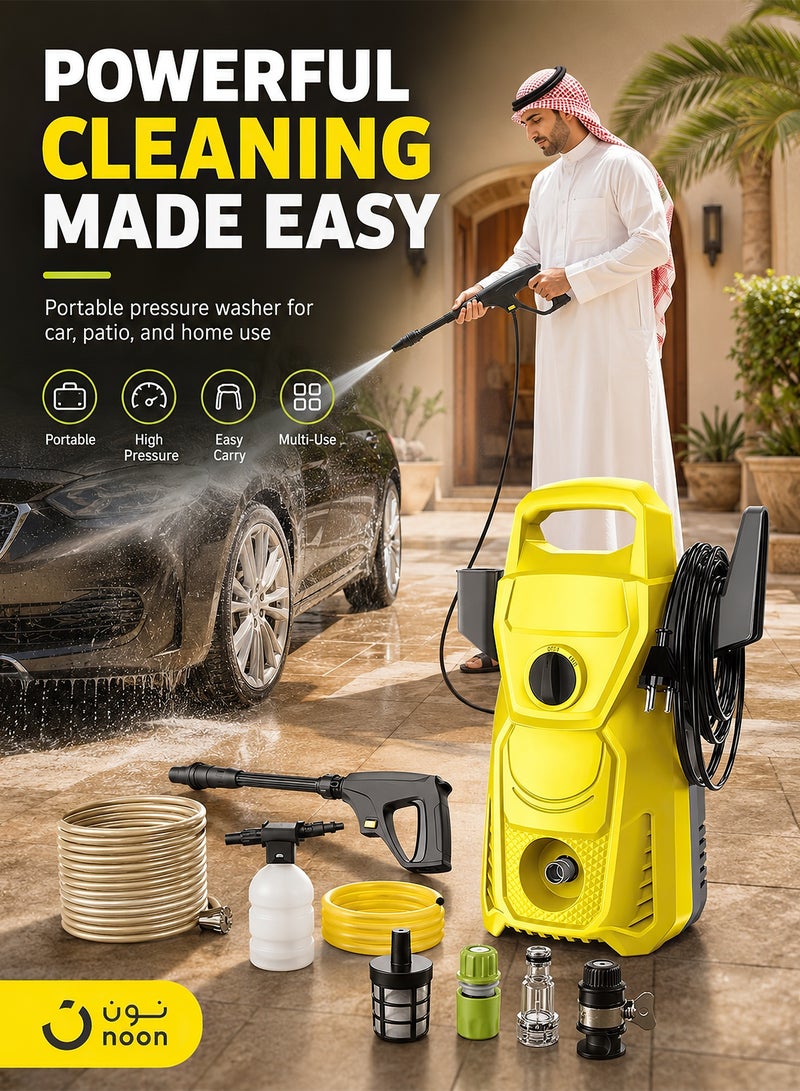 ALongDeng Electric Pressure Washer with Foam Cannon 7m High Pressure Hose Portable Power Washer for Car Cleaning House Patio Deck Fence & Driveways - Image 2