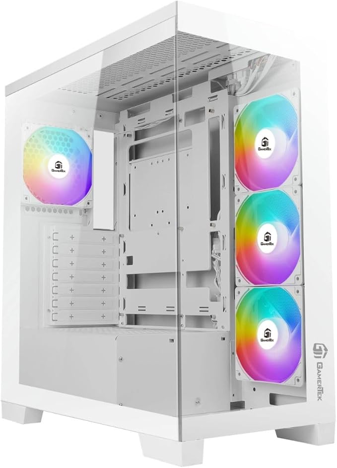 GamerTek Nebula MID Tower ATX Gaming Case PC Case White - Image 1