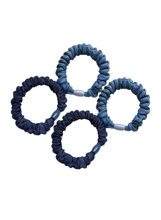 JustMyDress Denim Hair Scrunchies Tie Hair Ring Loop Rope Ponytail Holders Girls Hairband JW011 (Set-E) - Image 1