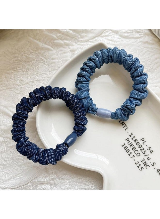 JustMyDress Denim Hair Scrunchies Tie Hair Ring Loop Rope Ponytail Holders Girls Hairband JW011 (Set-E) - Image 2