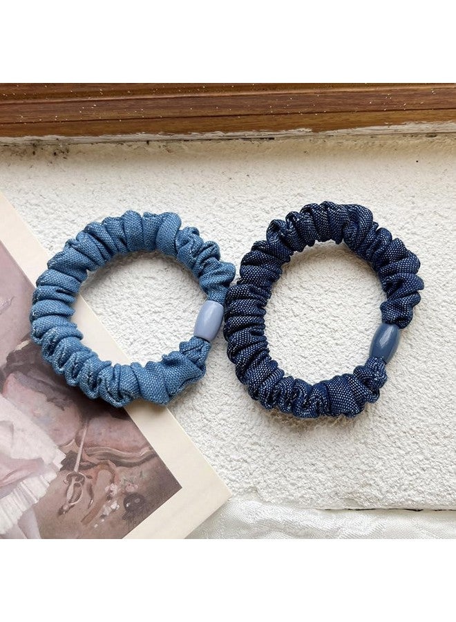 JustMyDress Denim Hair Scrunchies Tie Hair Ring Loop Rope Ponytail Holders Girls Hairband JW011 (Set-E) - Image 3