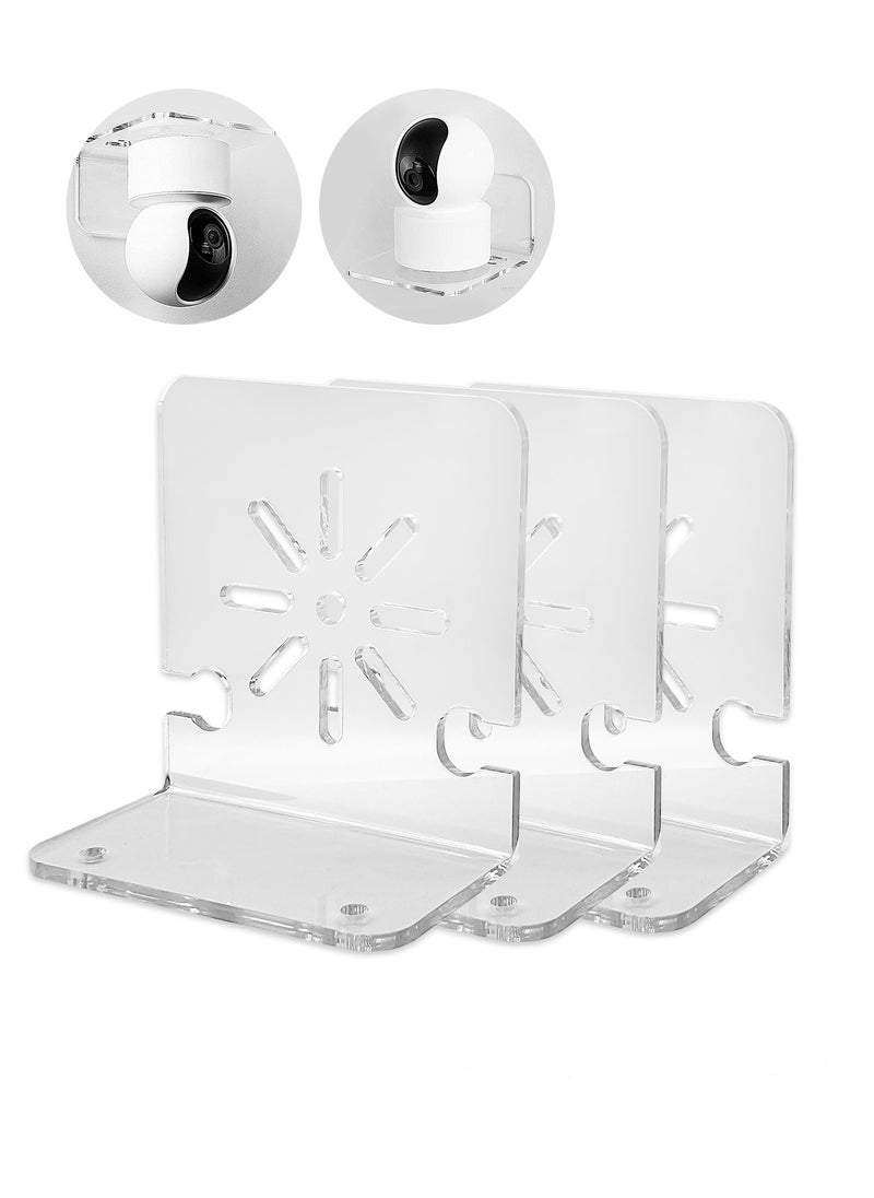 Generic - Acrylic Clear Small Wall Shelf Set of 3 for Security Cameras, Speakers, Baby Monitors, Universal Adhesive Shelf Easy to Install No Drill, with Cable Clips - Image 1